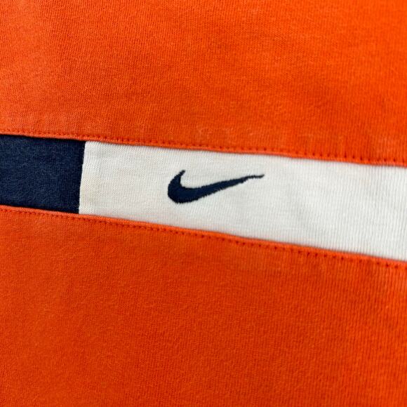 Vintage y2k Men's Orange Navy Blue Embroidered Nike Mini Swoosh T Shirt Sz M - Picture 4 of 6